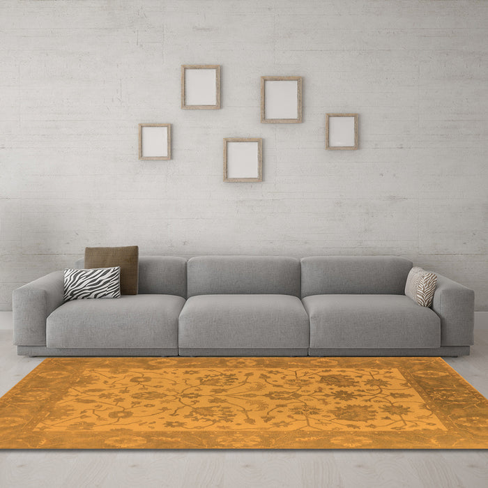 Machine Washable Oriental Orange Traditional Area Rugs in a Living Room, wshurb1400org