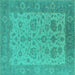 Square Oriental Turquoise Traditional Rug, urb1400turq