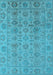 Machine Washable Oriental Light Blue Industrial Rug, wshurb1401lblu