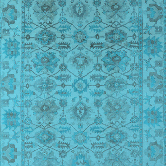 Machine Washable Oriental Light Blue Industrial Rug, wshurb1401lblu