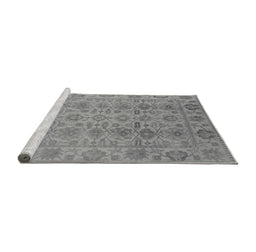 Sideview of Machine Washable Oriental Gray Industrial Rug, wshurb1401gry