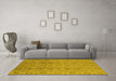 Machine Washable Oriental Yellow Industrial Rug in a Living Room, wshurb1401yw