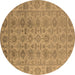 Round Machine Washable Oriental Brown Industrial Rug, wshurb1401brn