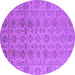 Round Machine Washable Oriental Purple Industrial Area Rugs, wshurb1401pur