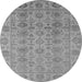 Round Machine Washable Oriental Gray Industrial Rug, wshurb1401gry