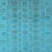 Square Machine Washable Oriental Light Blue Industrial Rug, wshurb1401lblu