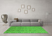 Machine Washable Oriental Green Industrial Area Rugs in a Living Room,, wshurb1401grn