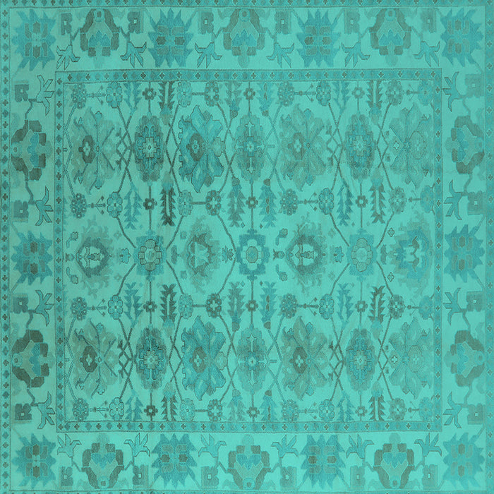 Square Oriental Turquoise Industrial Rug, urb1401turq