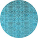 Round Oriental Light Blue Industrial Rug, urb1401lblu