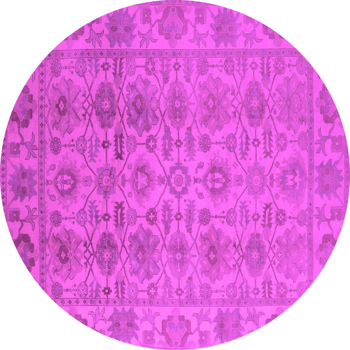 Round Machine Washable Oriental Pink Industrial Rug, wshurb1401pnk