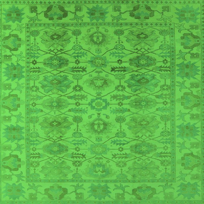 Square Machine Washable Oriental Green Industrial Area Rugs, wshurb1401grn