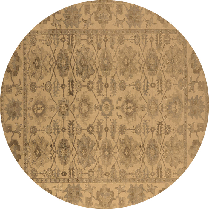 Round Oriental Brown Industrial Rug, urb1401brn