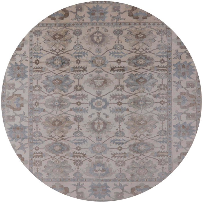 Round Mid-Century Modern Rose Purple Oriental Rug, urb1401