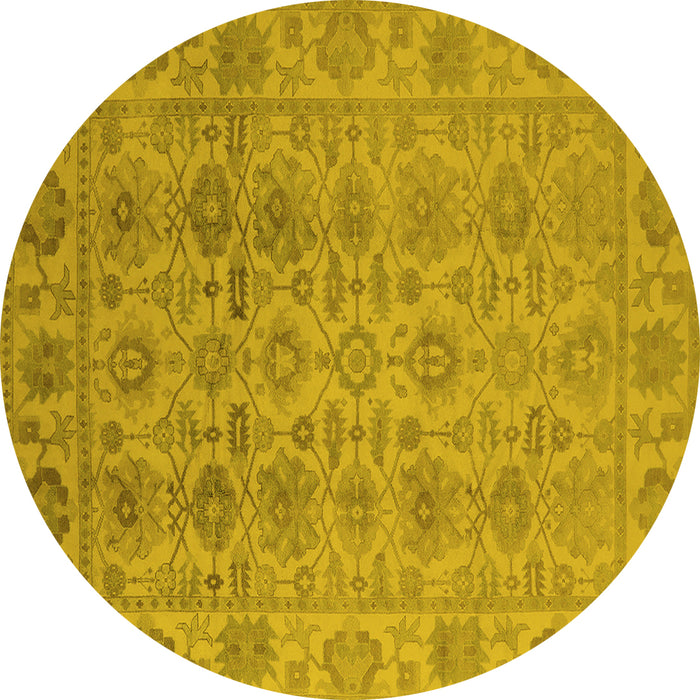 Round Oriental Yellow Industrial Rug, urb1401yw