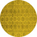 Round Oriental Yellow Industrial Rug, urb1401yw