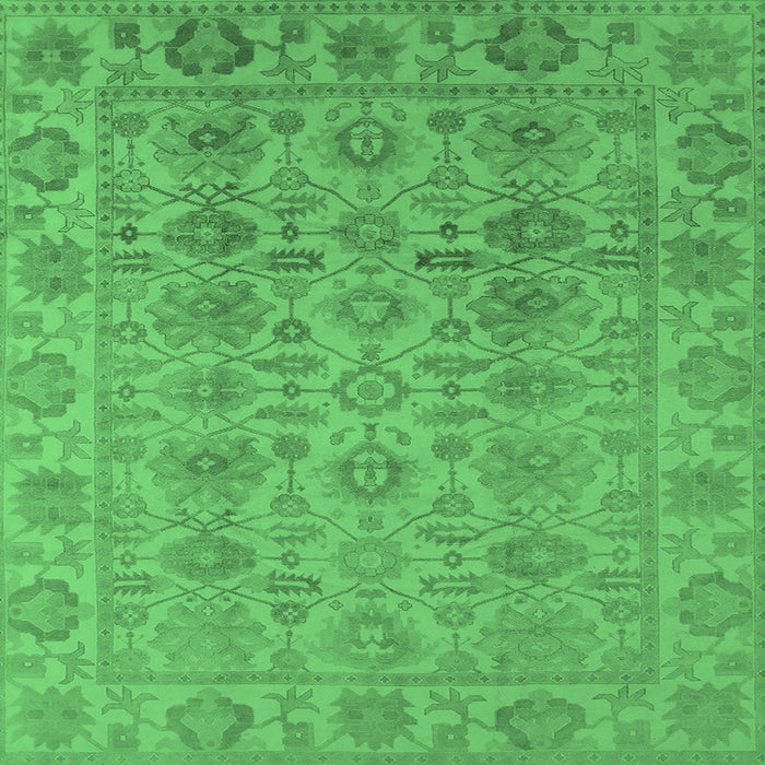 Square Machine Washable Oriental Emerald Green Industrial Area Rugs, wshurb1401emgrn