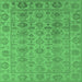 Square Machine Washable Oriental Emerald Green Industrial Area Rugs, wshurb1401emgrn