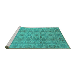 Sideview of Machine Washable Oriental Turquoise Industrial Area Rugs, wshurb1401turq