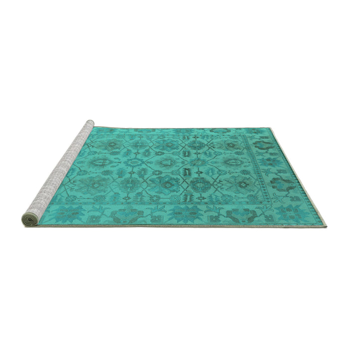 Sideview of Machine Washable Oriental Turquoise Industrial Area Rugs, wshurb1401turq