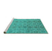 Sideview of Machine Washable Oriental Turquoise Industrial Area Rugs, wshurb1401turq