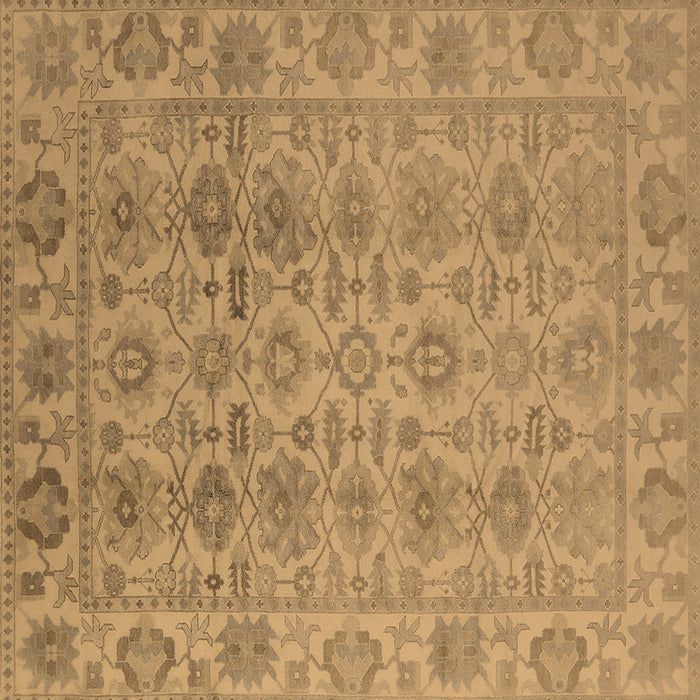 Square Machine Washable Oriental Brown Industrial Rug, wshurb1401brn