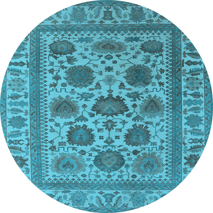 Round Oriental Light Blue Traditional Rug, urb1402lblu