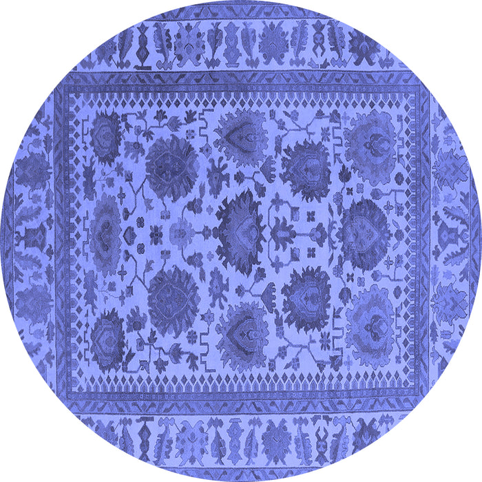 Round Oriental Blue Traditional Rug, urb1402blu