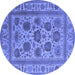 Round Oriental Blue Traditional Rug, urb1402blu