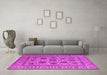 Machine Washable Oriental Pink Traditional Rug in a Living Room, wshurb1402pnk