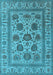 Machine Washable Oriental Light Blue Traditional Rug, wshurb1402lblu