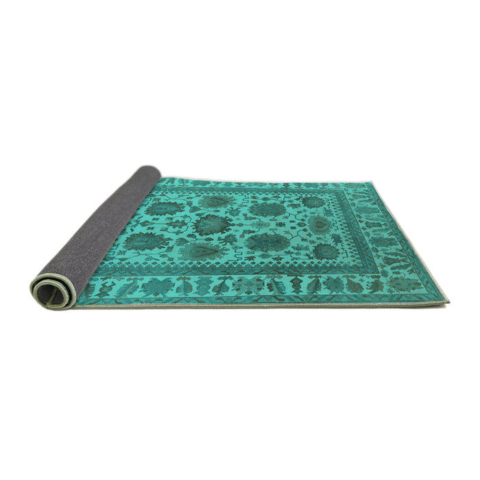 Sideview of Oriental Turquoise Traditional Rug, urb1402turq
