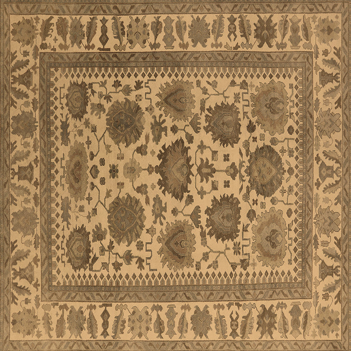 Square Machine Washable Oriental Brown Traditional Rug, wshurb1402brn