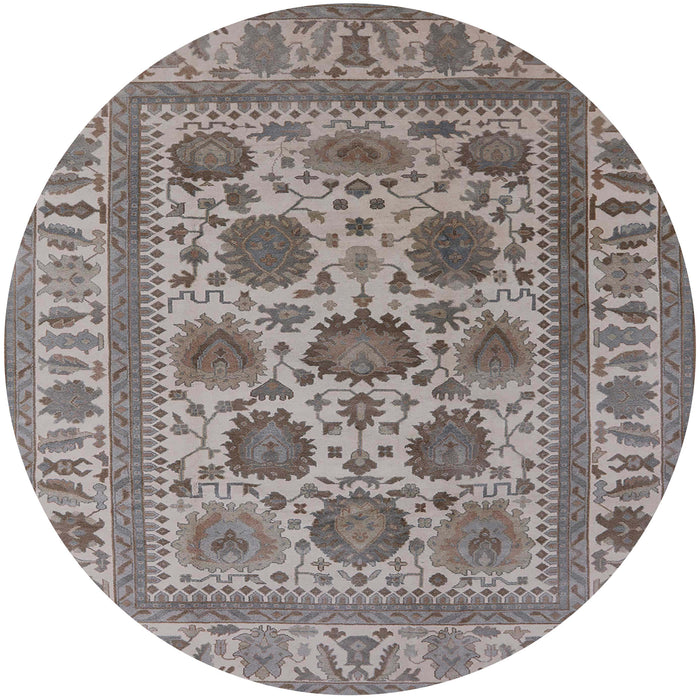 Round Mid-Century Modern Puce Purple Oriental Rug, urb1402