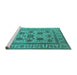 Sideview of Machine Washable Oriental Turquoise Traditional Area Rugs, wshurb1402turq