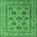 Square Machine Washable Oriental Emerald Green Traditional Area Rugs, wshurb1402emgrn