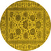 Round Oriental Yellow Traditional Rug, urb1402yw