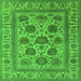 Square Machine Washable Oriental Green Traditional Area Rugs, wshurb1402grn