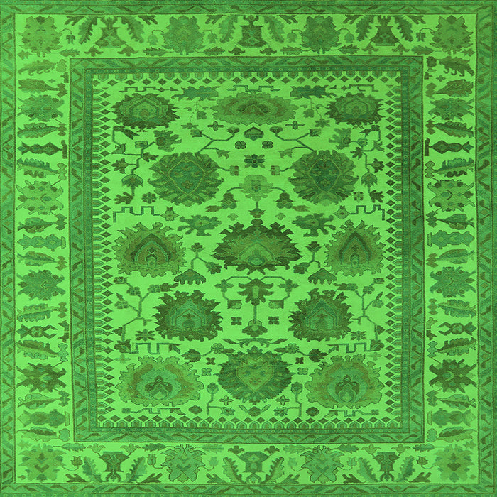 Square Oriental Green Traditional Rug, urb1402grn
