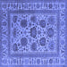 Square Machine Washable Oriental Blue Traditional Rug, wshurb1402blu