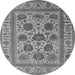 Round Machine Washable Oriental Gray Traditional Rug, wshurb1402gry