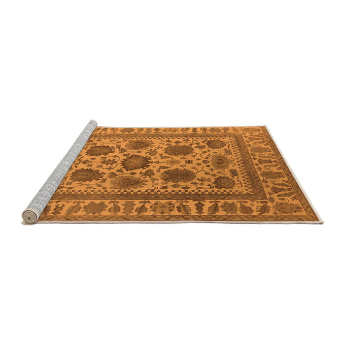 Sideview of Machine Washable Oriental Orange Traditional Area Rugs, wshurb1402org
