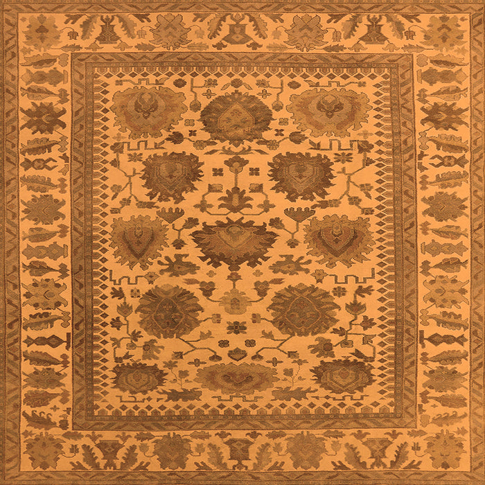 Square Machine Washable Oriental Orange Traditional Area Rugs, wshurb1402org