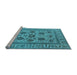 Sideview of Machine Washable Oriental Light Blue Traditional Rug, wshurb1402lblu