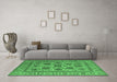 Machine Washable Oriental Emerald Green Traditional Area Rugs in a Living Room,, wshurb1402emgrn