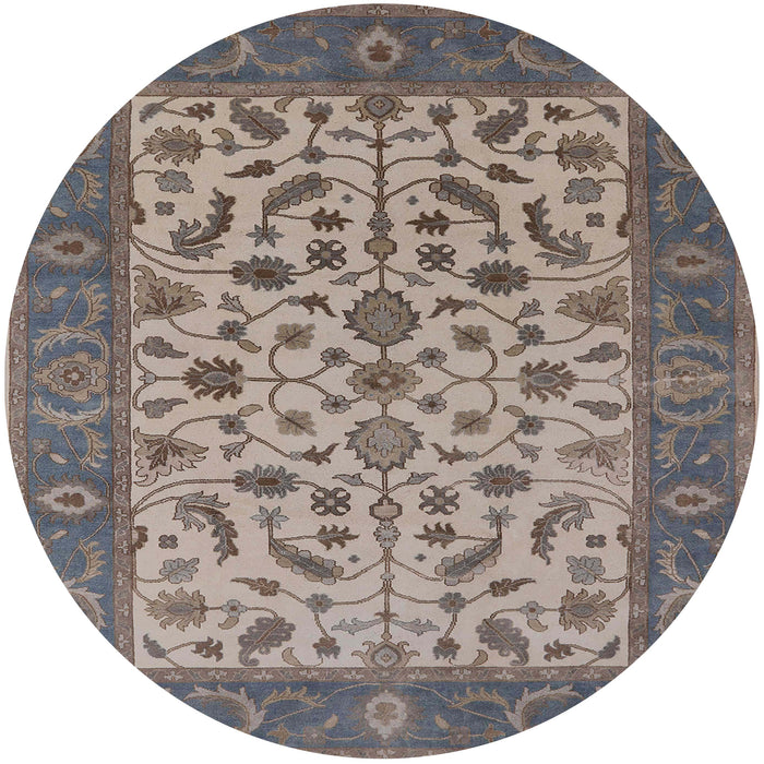 Round Mid-Century Modern Puce Purple Oriental Rug, urb1403