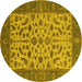 Round Oriental Yellow Traditional Rug, urb1403yw