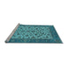 Sideview of Machine Washable Oriental Light Blue Traditional Rug, wshurb1403lblu