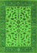 Machine Washable Oriental Green Traditional Area Rugs, wshurb1403grn