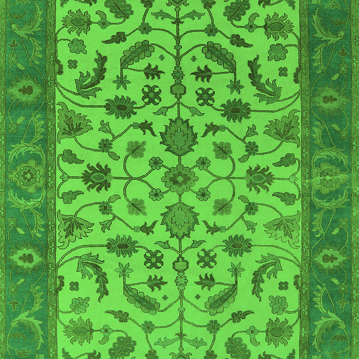 Machine Washable Oriental Green Traditional Area Rugs, wshurb1403grn