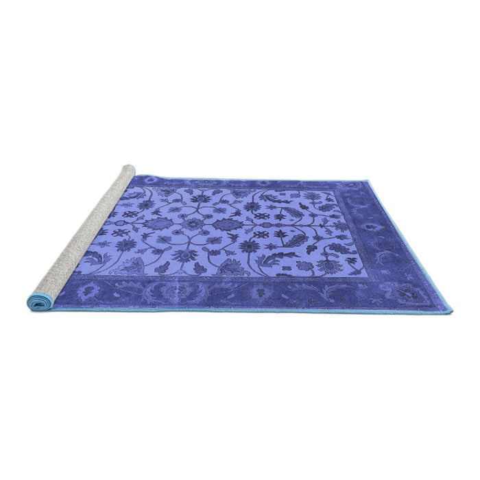 Sideview of Machine Washable Oriental Blue Traditional Rug, wshurb1403blu